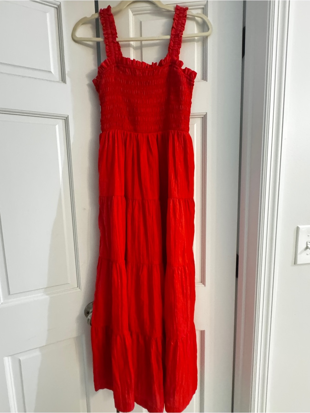 Red Tiered Maxi Dress with Smocked Bodice - Gap - Picture 7 of 15